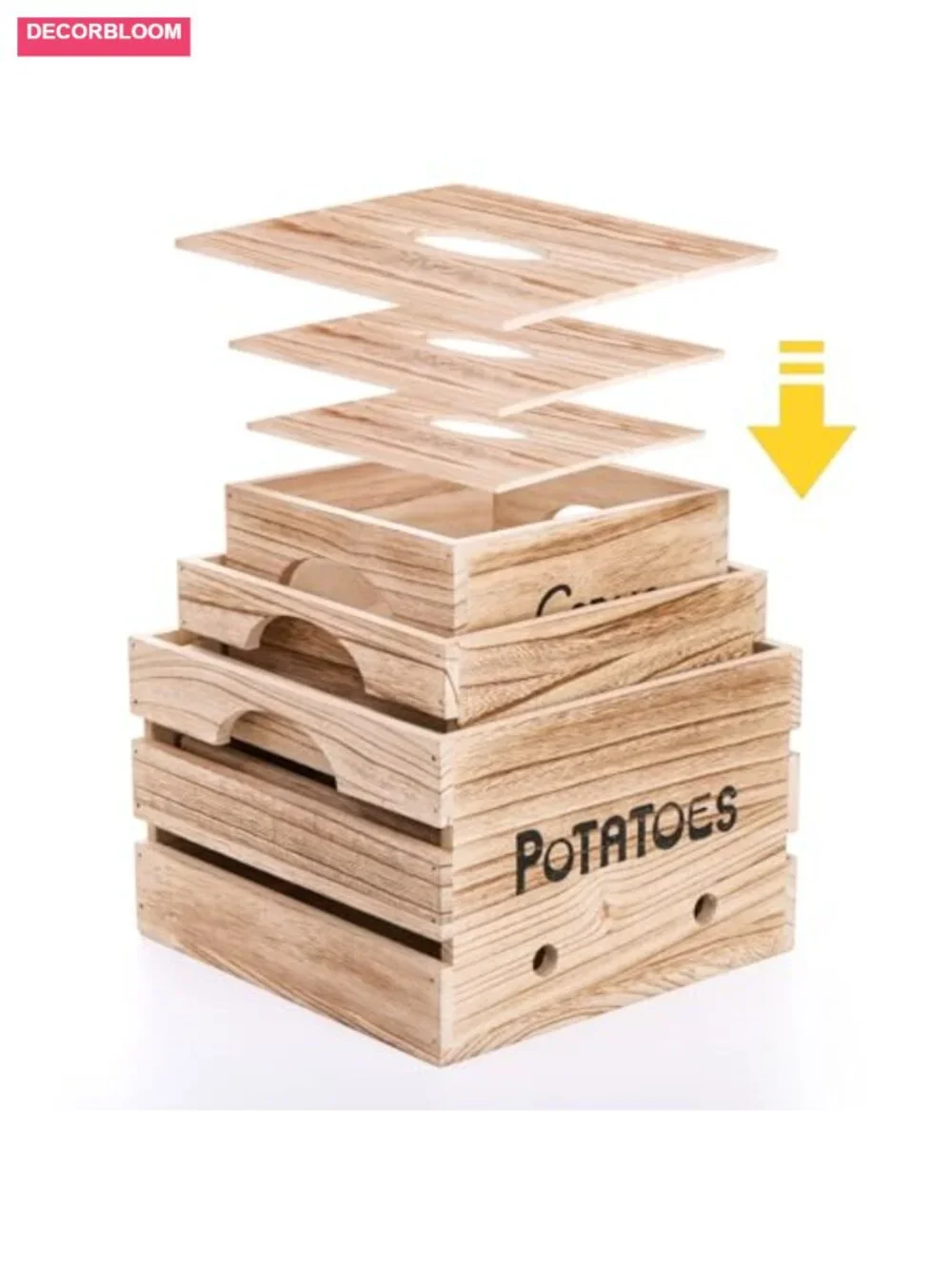 Wooden Vegetable Storage Bins Set with Lids and Ventilation Holes